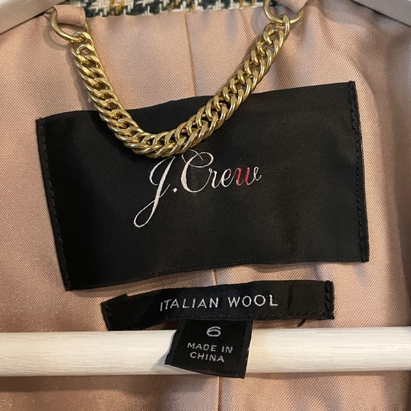 J. Crew Italian Wool Double-breasted Topcoat Cream Houndstooth Midi Coat Size 6 - Picture 11 of 12